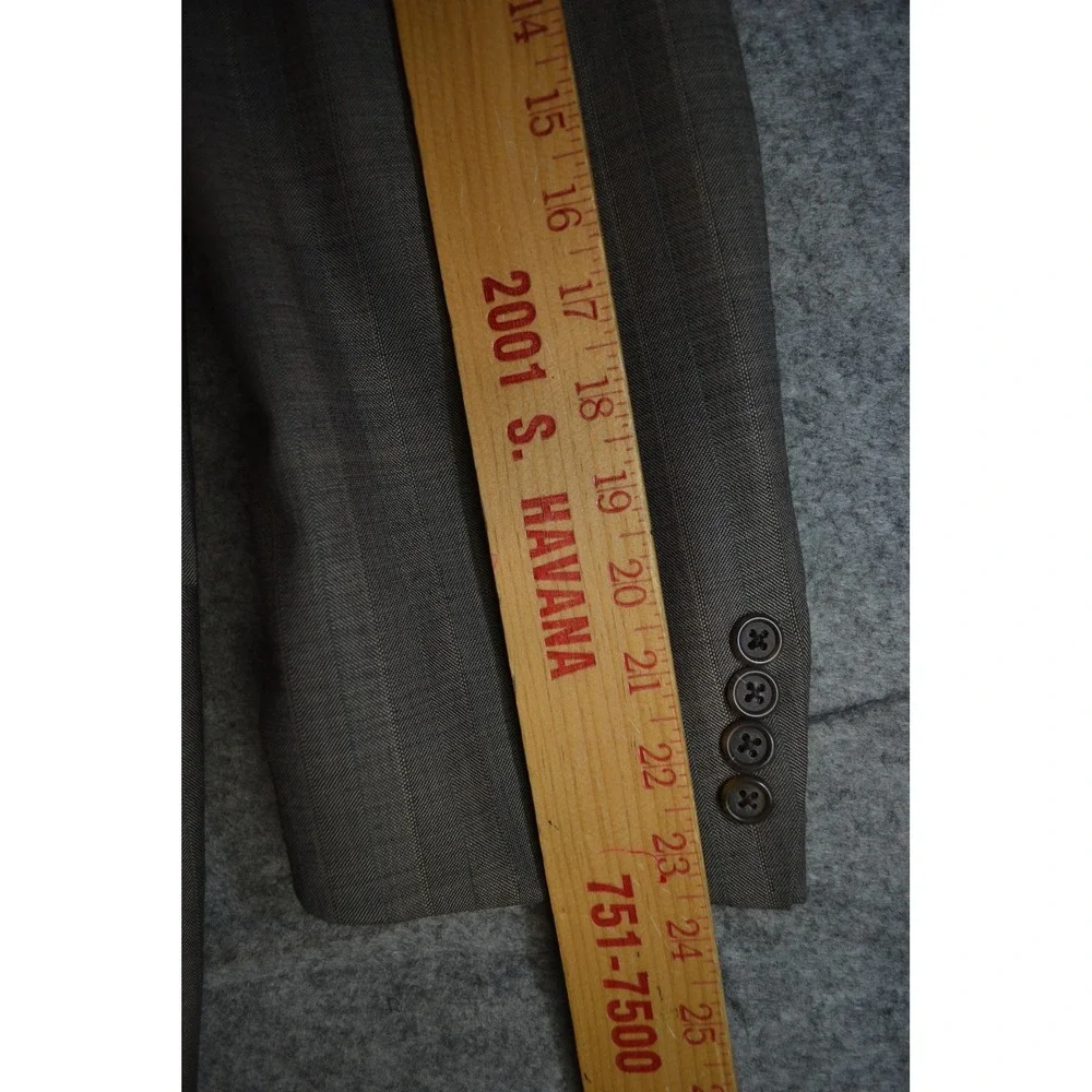 VTG Polo Ralph Lauren Blazer Men 46 Brown Plaid Strip Wool Sport Coat Jacket USA